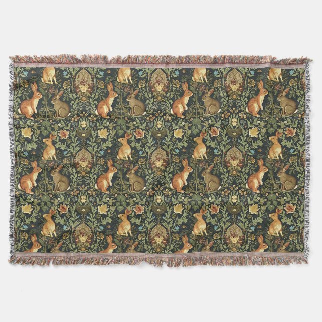 William Morris Woodland Floral Rabbits Weihnachten Decke (Vorderseite)