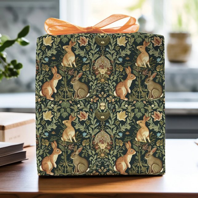 William Morris Woodland Floral Rabbits Weihnachten Geschenkpapier (Von Creator hochgeladen)