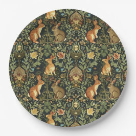 William Morris Woodland Floral Rabbits Weihnachten Pappteller