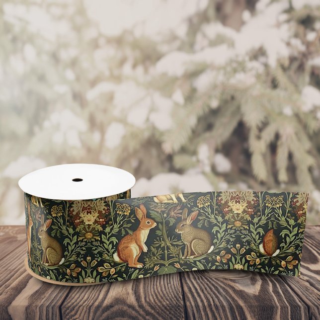 William Morris Woodland Floral Rabbits Weihnachten Satinband (Von Creator hochgeladen)
