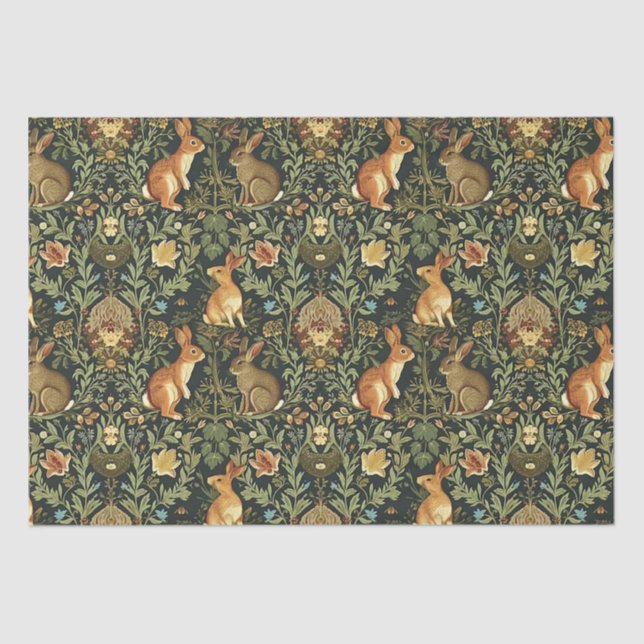 William Morris Woodland Floral Rabbits Weihnachten Seidenpapier (Vorderseite)