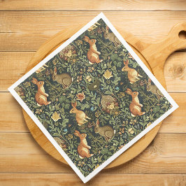 William Morris Woodland Floral Rabbits Weihnachten Serviette