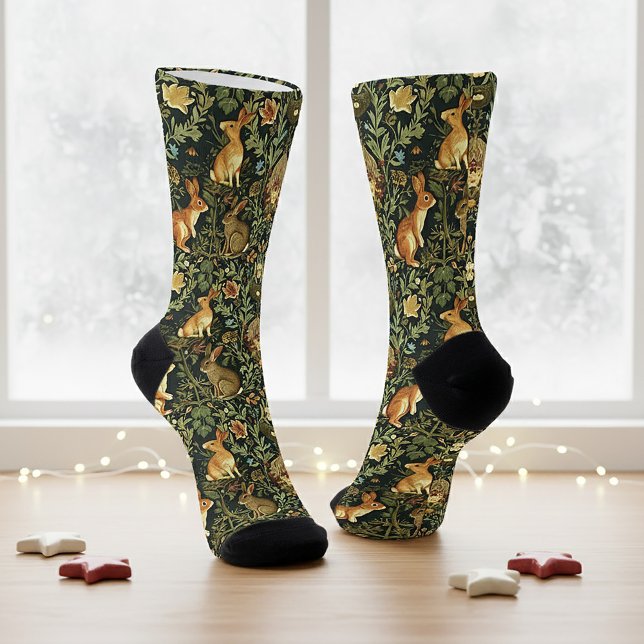 William Morris Woodland Floral Rabbits Weihnachten Socken (Von Creator hochgeladen)