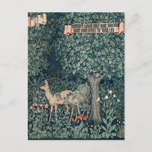 William Morris Woodland Tapestry Deer Stag Postkarte (Vorderseite)
