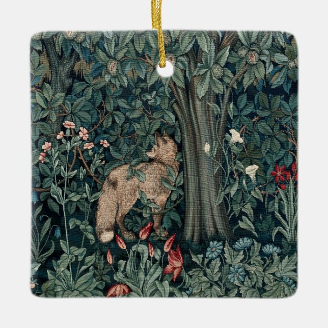 William Morris Woodland Tapestry Fox Keramikornament (Vorderseite)