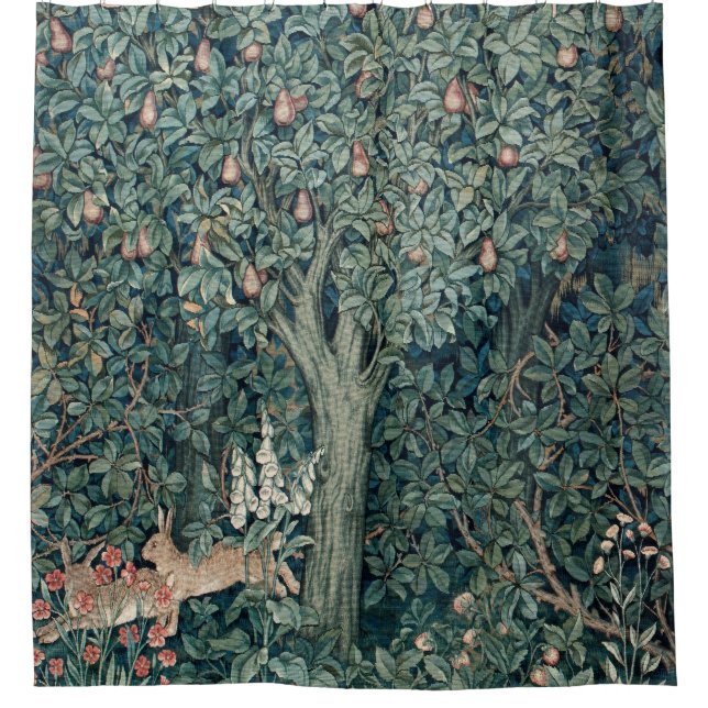 William Morris Woodland Tapestry Rabbits Duschvorhang (Vorderseite)