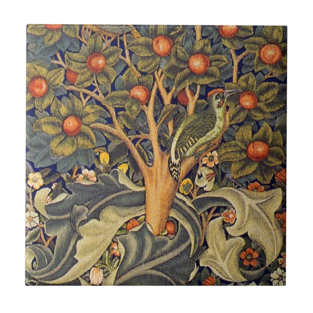 William Morris Woodpecker Pre-Raphaelite Fliese (Vorderseite)
