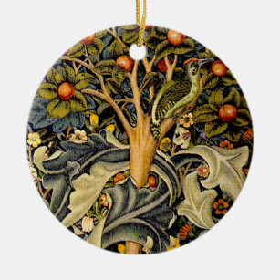 William Morris Woodpecker Tapester Birds Floral Keramik Ornament
