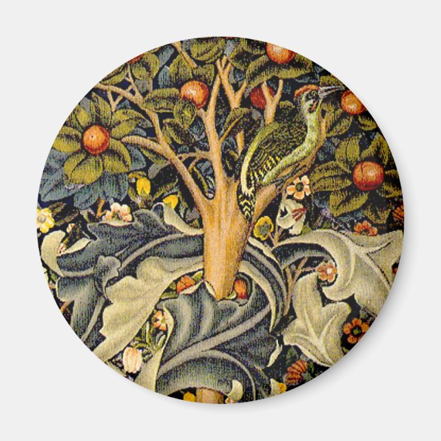 William Morris Woodpecker Tapester Birds Floral Magnet (Vorne)