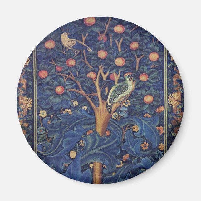 William Morris Woodpecker Tapester Birds Floral Magnet (Vorne)