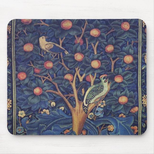 William Morris Woodpecker Tapester Birds Floral Mousepad (Vorne)