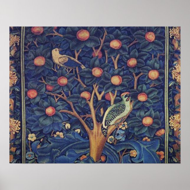 William Morris Woodpecker Tapester Birds Floral Poster (Vorne)