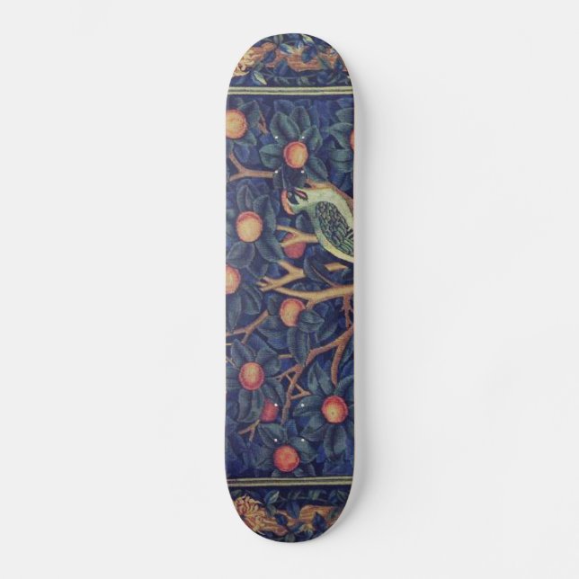 William Morris Woodpecker Tapester Birds Floral Skateboard (Vorderseite)