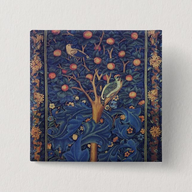 William Morris Woodpecker Tapestes Arts & Crafts Button (Vorderseite)