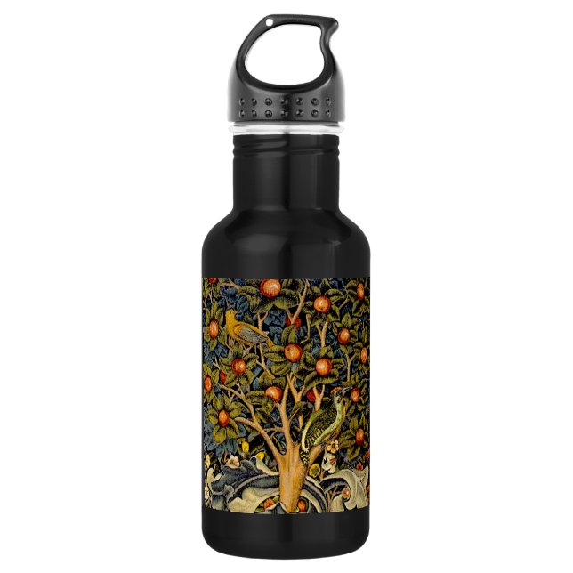 William Morris Woodpecker Tapestes Arts & Crafts Edelstahlflasche (Vorderseite)