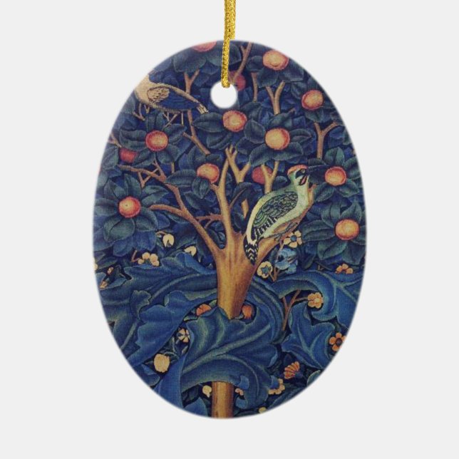 William Morris Woodpecker Tapestes Arts & Crafts Keramikornament (Vorne)