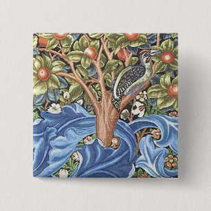 William Morris Woodpecker Tapestes Floral Vintag Button