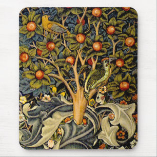 William Morris Woodpecker-Tapete Vögel Floral Mousepad