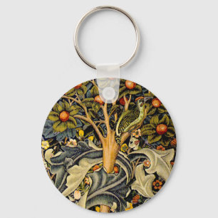 William Morris Woodpecker-Tapisserie Vögel Floral Schlüsselanhänger