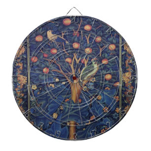 William Morris Woodpecker-Teppich Blau-Design Dartscheibe