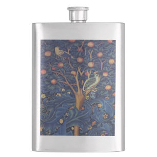 William Morris Woodpecker-Teppich Blau-Design Flachmann