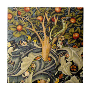 William Morris Woodpecker-Teppich Blau-Design Fliese