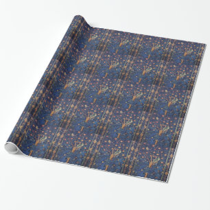 William Morris Woodpecker-Teppich Blau-Design Geschenkpapier