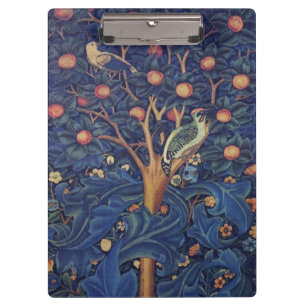William Morris Woodpecker-Teppich Blau-Design Klemmbrett