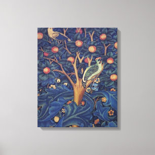 William Morris Woodpecker-Teppich Blau-Design Leinwanddruck