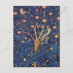 William Morris Woodpecker-Teppich Blau-Design Postkarte