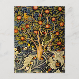 William Morris Woodpecker-Teppich Blau-Design Postkarte