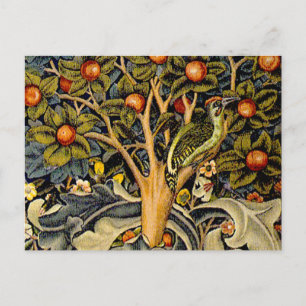 William Morris Woodpecker-Teppich Blau-Design Postkarte