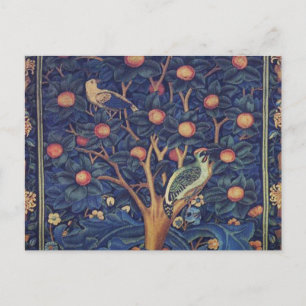 William Morris Woodpecker-Teppich Blau-Design Postkarte