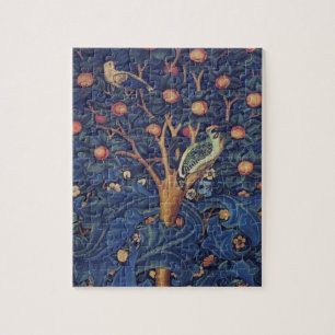 William Morris Woodpecker-Teppich Blau-Design Puzzle