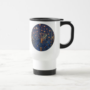 William Morris Woodpecker-Teppich Blau-Design Reisebecher