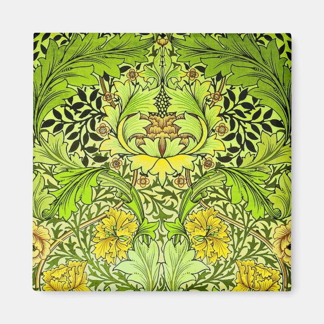 William Morris Yellow & Green Floral Wallpaper Magnet (Vorne)