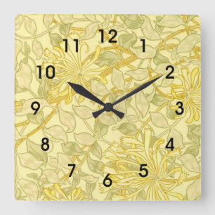 William Morris - Yellow Honeysuckle Quadratische Wanduhr