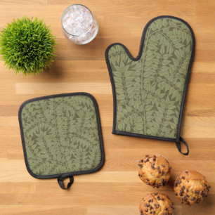 William Morris Zweig Art Nouveau Klassisches Desig Ofenhandschuh & Topflappen-Set