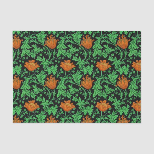 William Morrisanemone, -orange, -GRÜN und Seidenpapier (Vorderseite)
