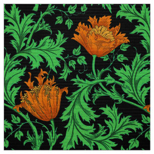 William Morrisanemone, -orange, -GRÜN und Stoff