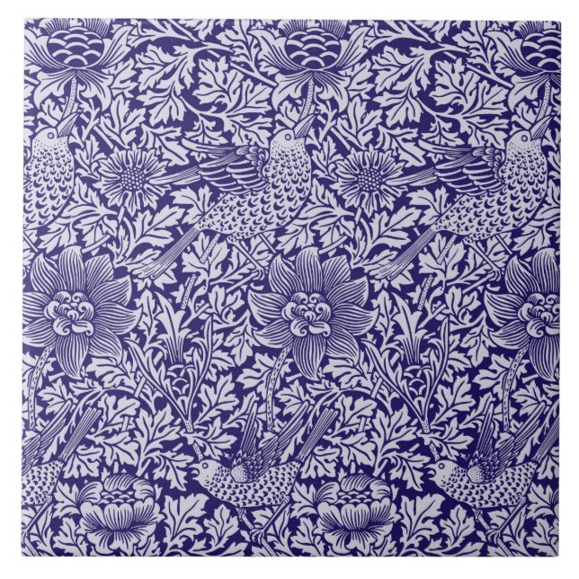 William Morris'Bird and Anemone in Blue Fliese (Vorderseite)