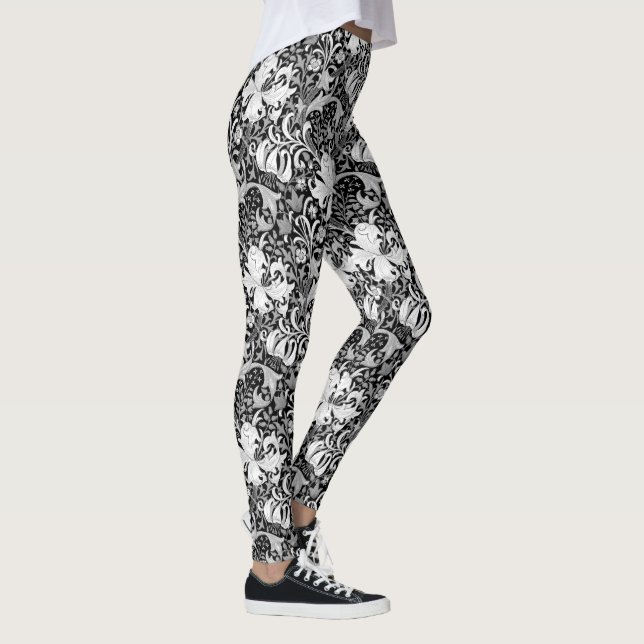William Morrisiris und -lilie, Schwarzweiss Leggings (Rechts)