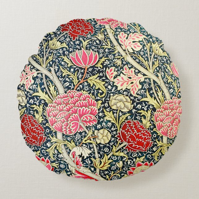 William Morris's berühmtes Muster Cray Rundes Kissen (Vorderseite)