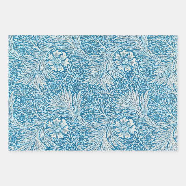 William Morris's Marigold Blue White Pattern Geschenkpapier Set (Vorderseite)