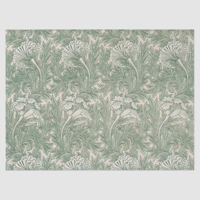 William Morris's Tulip Pattern Green Art Seidenpapier (Vorderseite)