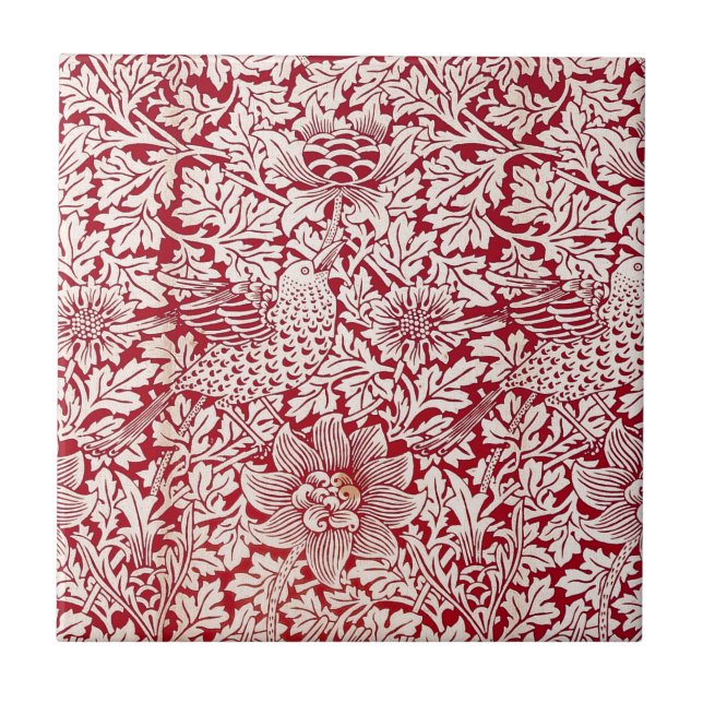 William Morrisvogel und -anemone Fliese (Vorderseite)