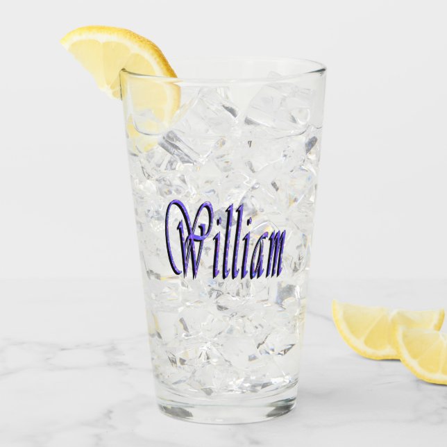 William Name In Blauem Glitter, Glas (Vorderseite Ice)