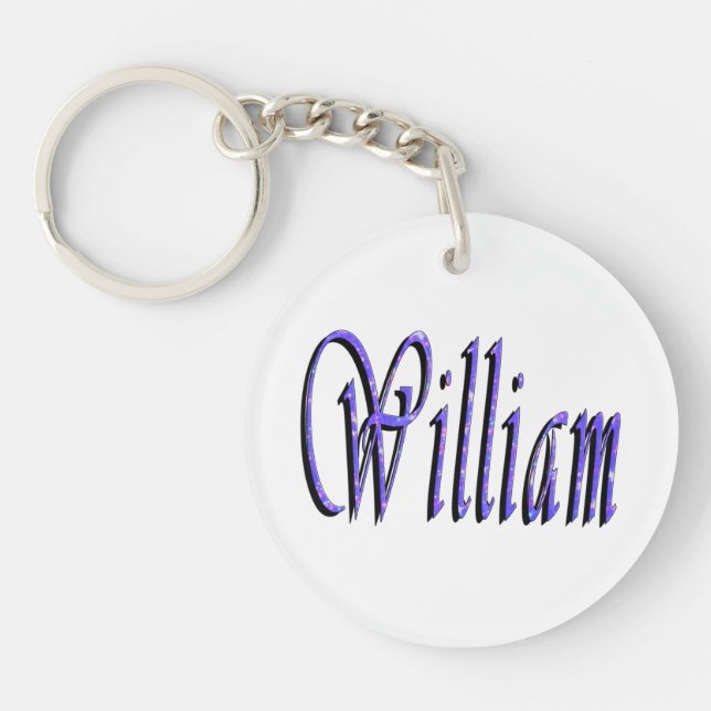 William Name in Blue Sparkle, Schlüsselanhänger (Vorderseite)