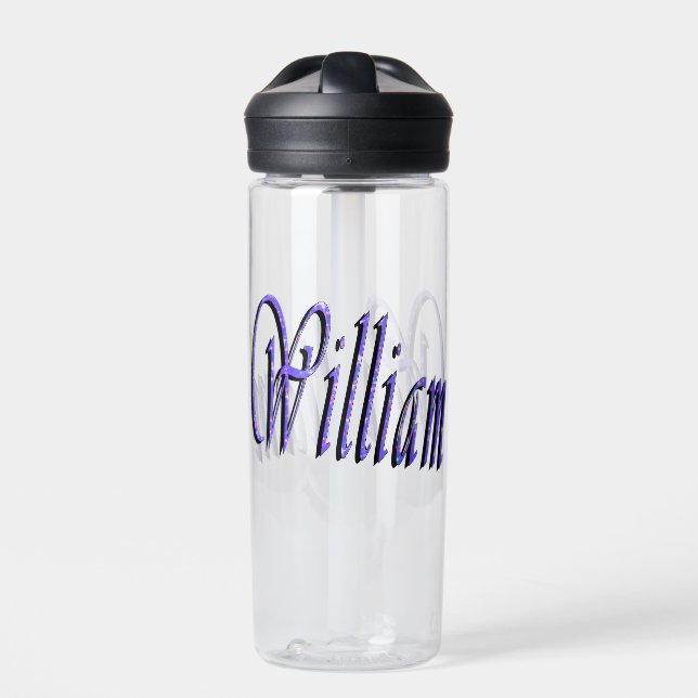 William Name in Blue Sparkle, Trinkflasche (Vorderseite)
