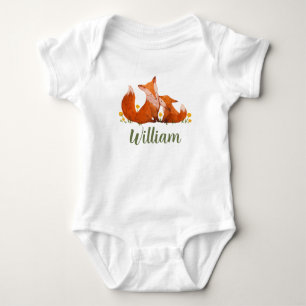 William Name Reveal Fox Forest Animal Boy Woodland Baby Strampler